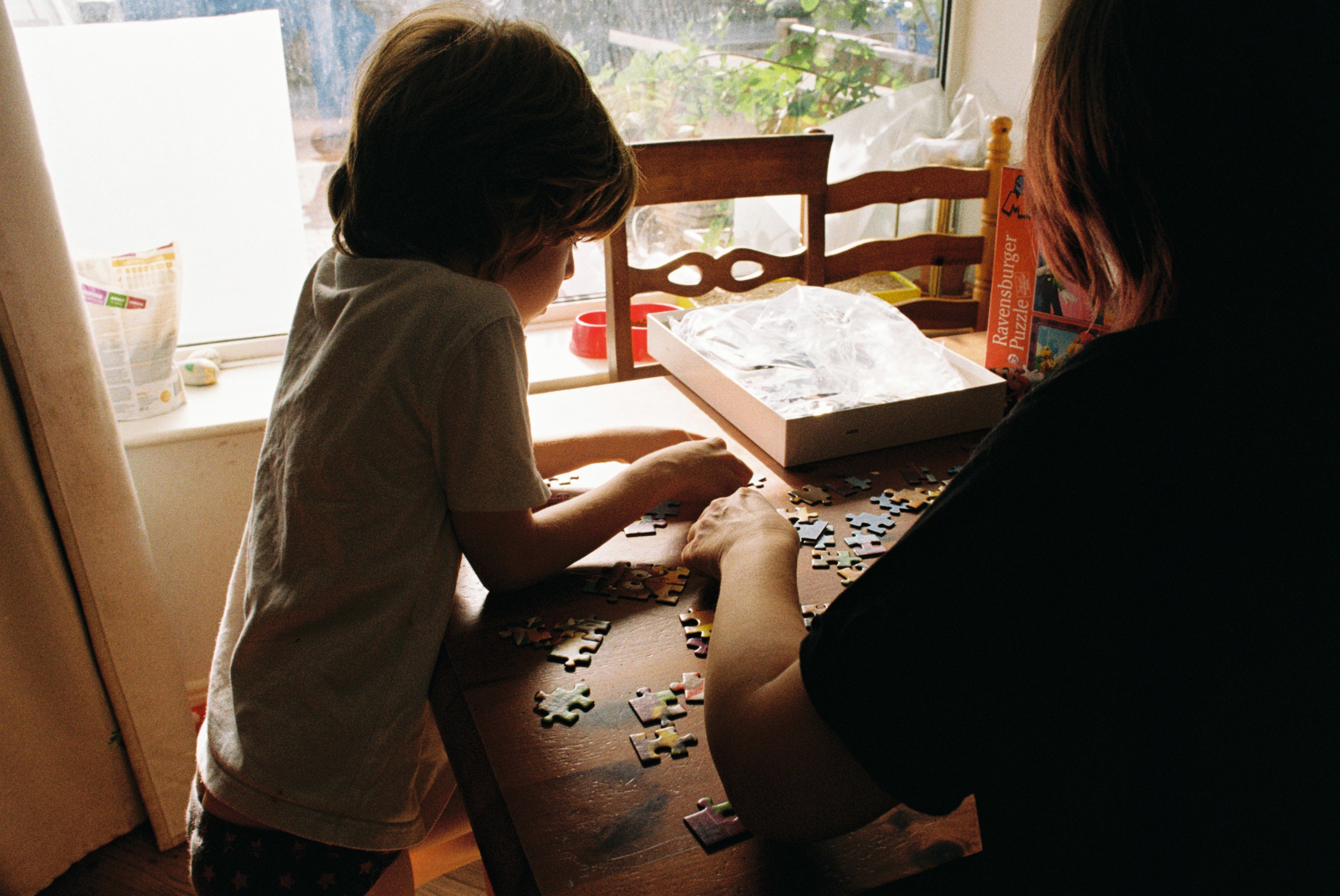 Film photograph of doing a jigsaw