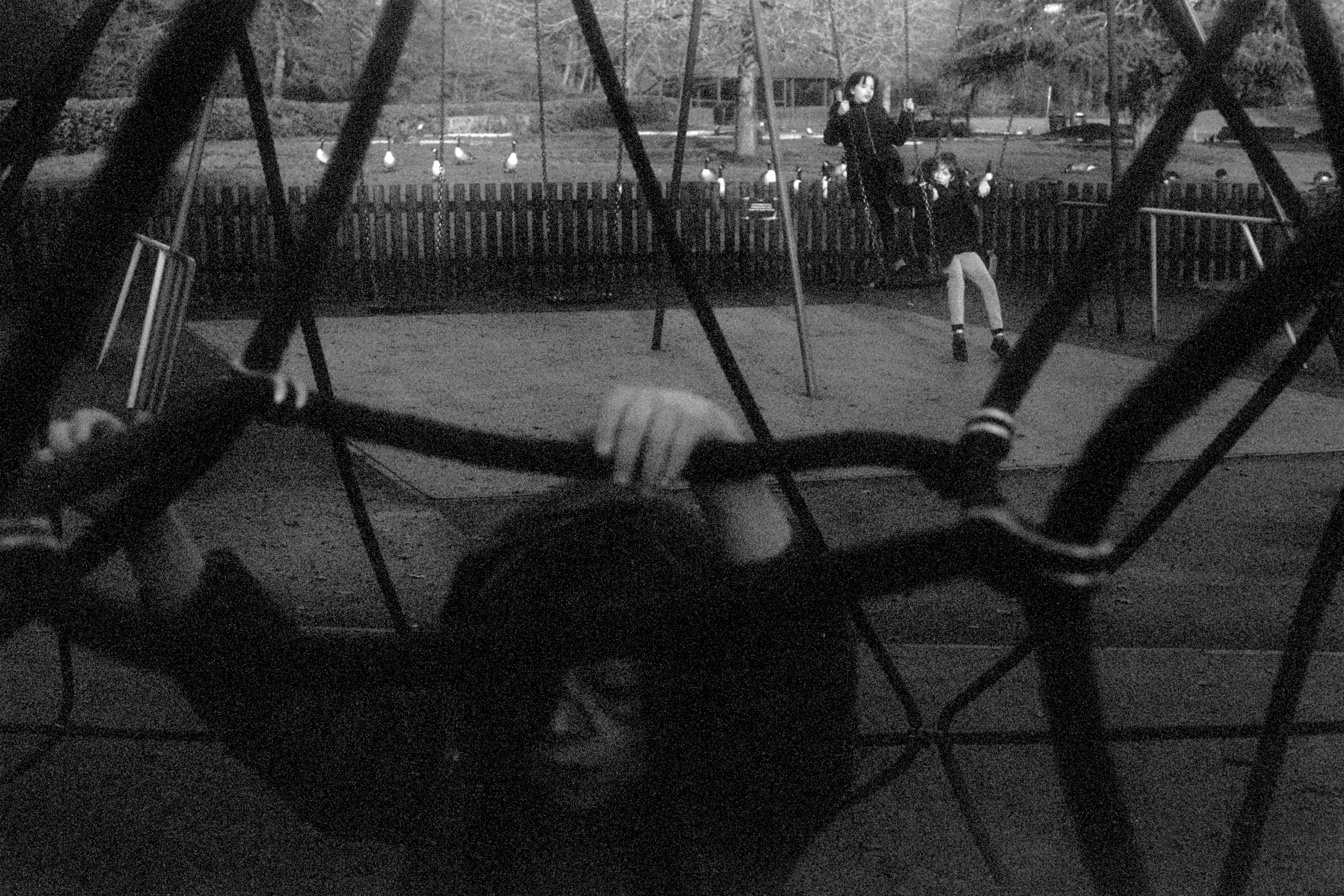 Children Playing down the park HP5 film scan